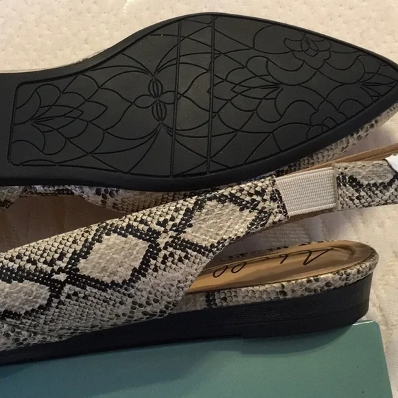 NWT, NIB, fauxTan Snake SLINGBACK FLATS,SIZE 8M,Abella True Comfort,Knit Fabric - Picture 12 of 14